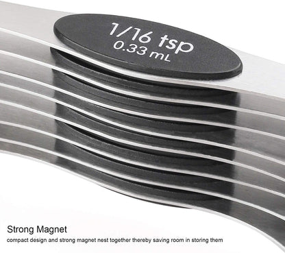 Magnetic Measuring Spoons Set of 9 Stainless Steel Dual Sided Teaspoon