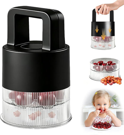 Cherry Pitter - Quick Release Multi Cherries Stoner Pitter 7-in-1, Push Button Cherr'y Core Pit'ter Tool Multiple with Splatter Protector, Pit Seed Remover for Making Jam Cherry Dishes (Red)