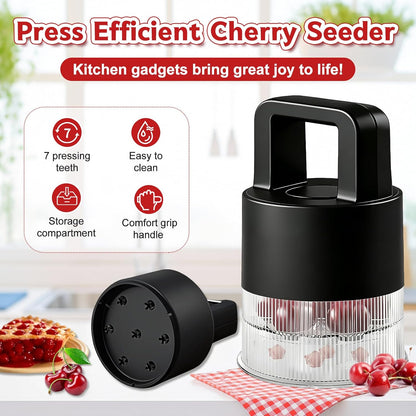 Cherry Pitter - Quick Release Multi Cherries Stoner Pitter 7-in-1, Push Button Cherr'y Core Pit'ter Tool Multiple with Splatter Protector, Pit Seed Remover for Making Jam Cherry Dishes (Red)