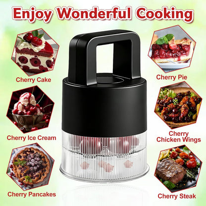 Cherry Pitter - Quick Release Multi Cherries Stoner Pitter 7-in-1, Push Button Cherr'y Core Pit'ter Tool Multiple with Splatter Protector, Pit Seed Remover for Making Jam Cherry Dishes (Red)