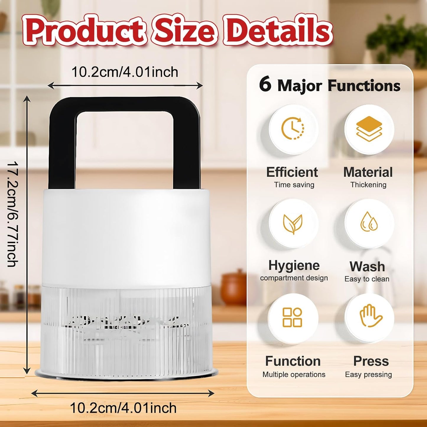 Cherry Pitter - Quick Release Multi Cherries Stoner Pitter 7-in-1, Push Button Cherr'y Core Pit'ter Tool Multiple with Splatter Protector, Pit Seed Remover for Making Jam Cherry Dishes (Red)