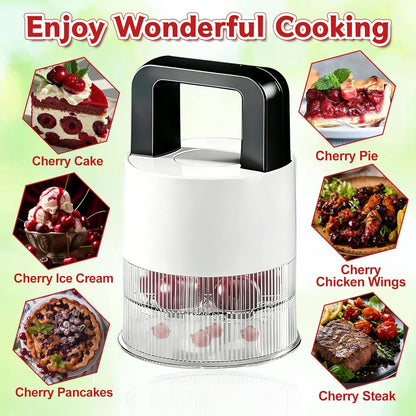 Cherry Pitter - Quick Release Multi Cherries Stoner Pitter 7-in-1, Push Button Cherr'y Core Pit'ter Tool Multiple with Splatter Protector, Pit Seed Remover for Making Jam Cherry Dishes (Red)
