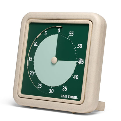 ® Retro 8 inch Eco Edition Visual Timer - 60 Minute Desk Countdown Clock Made with at Least 20% Natural Plant Material- Green Land