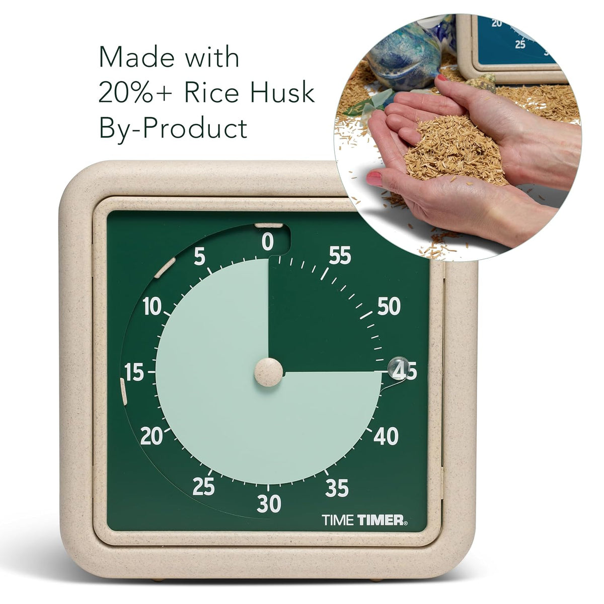 ® Retro 8 inch Eco Edition Visual Timer - 60 Minute Desk Countdown Clock Made with at Least 20% Natural Plant Material- Green Land