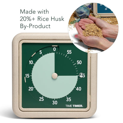 ® Retro 8 inch Eco Edition Visual Timer - 60 Minute Desk Countdown Clock Made with at Least 20% Natural Plant Material- Green Land