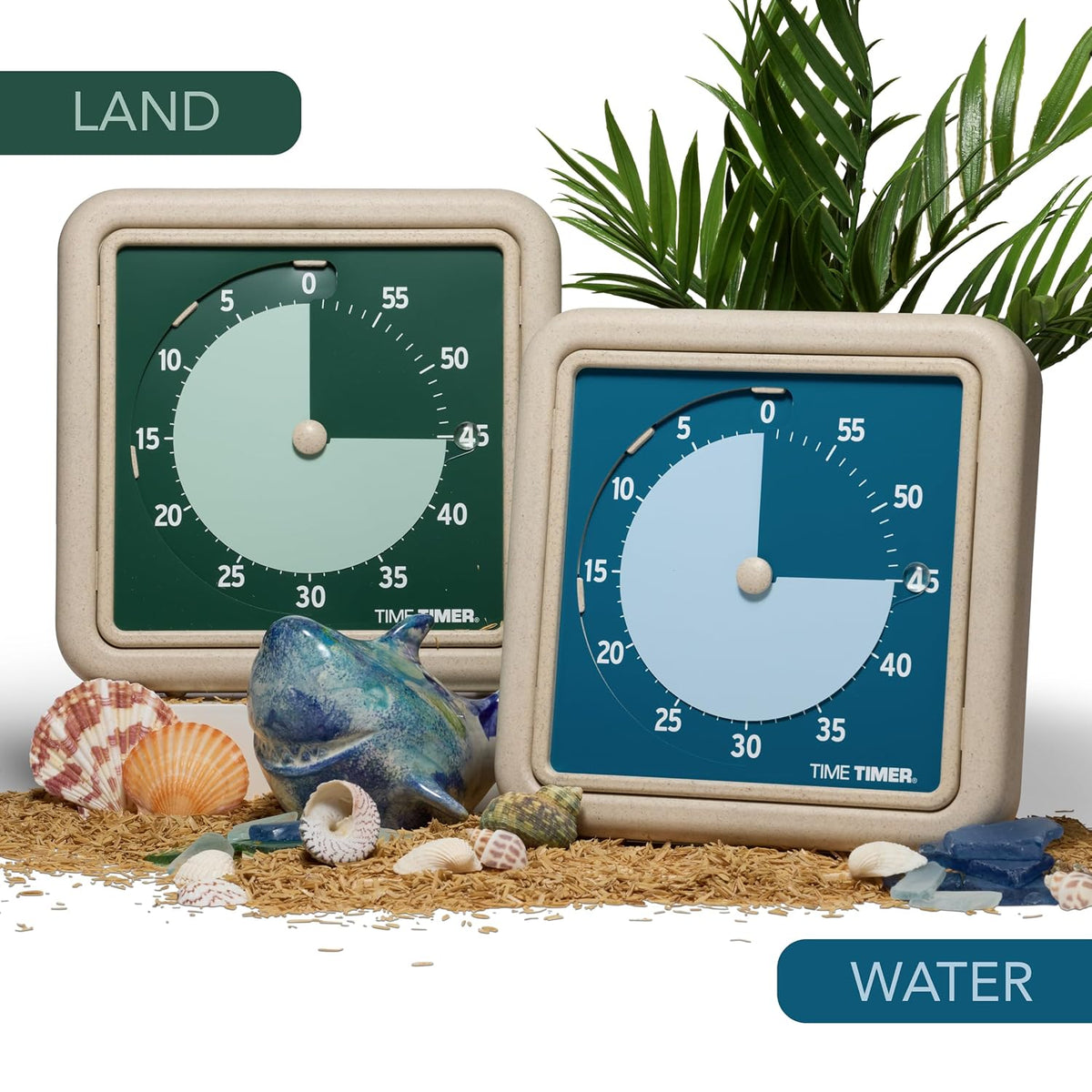 ® Retro 8 inch Eco Edition Visual Timer - 60 Minute Desk Countdown Clock Made with at Least 20% Natural Plant Material- Green Land