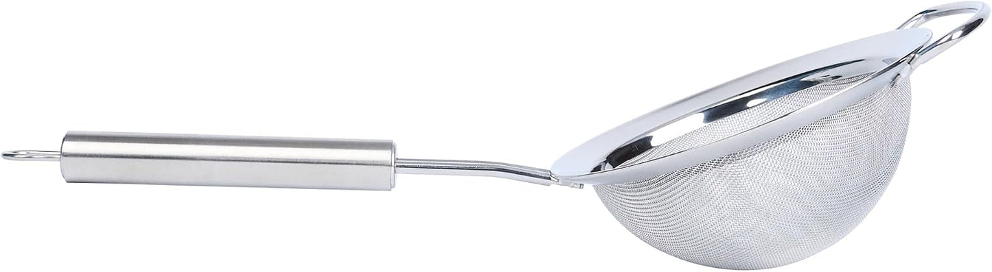 11.5 in Stainless Steel Fine Mesh Strainer - German Standard Sieve Sifter with Ergonomic Handle, Dishwasher Safe - Reinforced Metal Food Strainer for Quinoa, Soup, Sauce, Baking