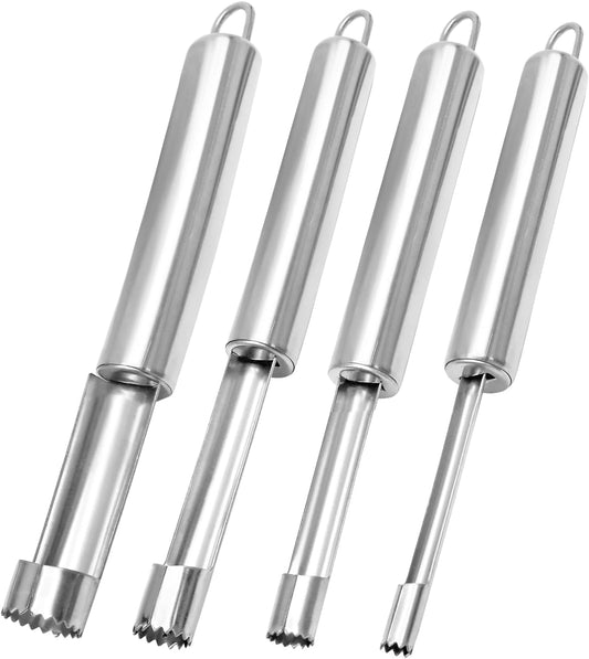 4 Pieces Multi-Function Corer and Pitter Set | Stainless Steel, For Apple, Pear, Cherry, Jujube, Red Dates, Remover Tools, Suitable for Home Kitchen