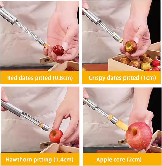 4 Pieces Multi-Function Corer and Pitter Set | Stainless Steel, For Apple, Pear, Cherry, Jujube, Red Dates, Remover Tools, Suitable for Home Kitchen