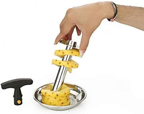 Pineapple Corer, Easy Gadget Kitchen,Fruit Slicer, Cutter Peeler Stem Remover Blades,Sliver Stainless Steel, for Diced Fruit Rings All in One Pineapple Tool Peeler Slicer, Easy To Use and Clean