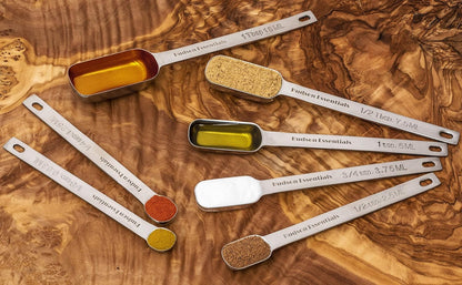 Stainless Steel Measuring Spoons Set for Dry or Liquid - Fits in Spice Jars - Set of 7