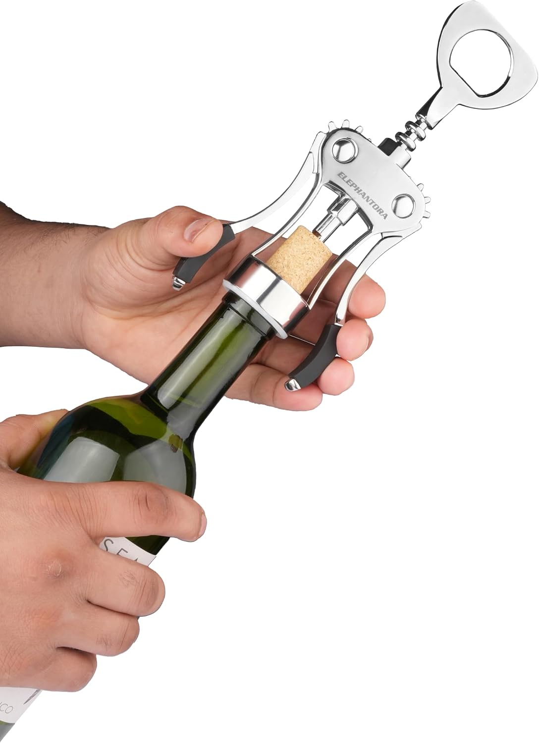 Wine Opener, Zinc Alloy Premium Wing Corkscrew with Multifunctional Bottles Opener, Sharp Wine Corkscrew with Ergonomic Non-Slip Wing Handle, Silver