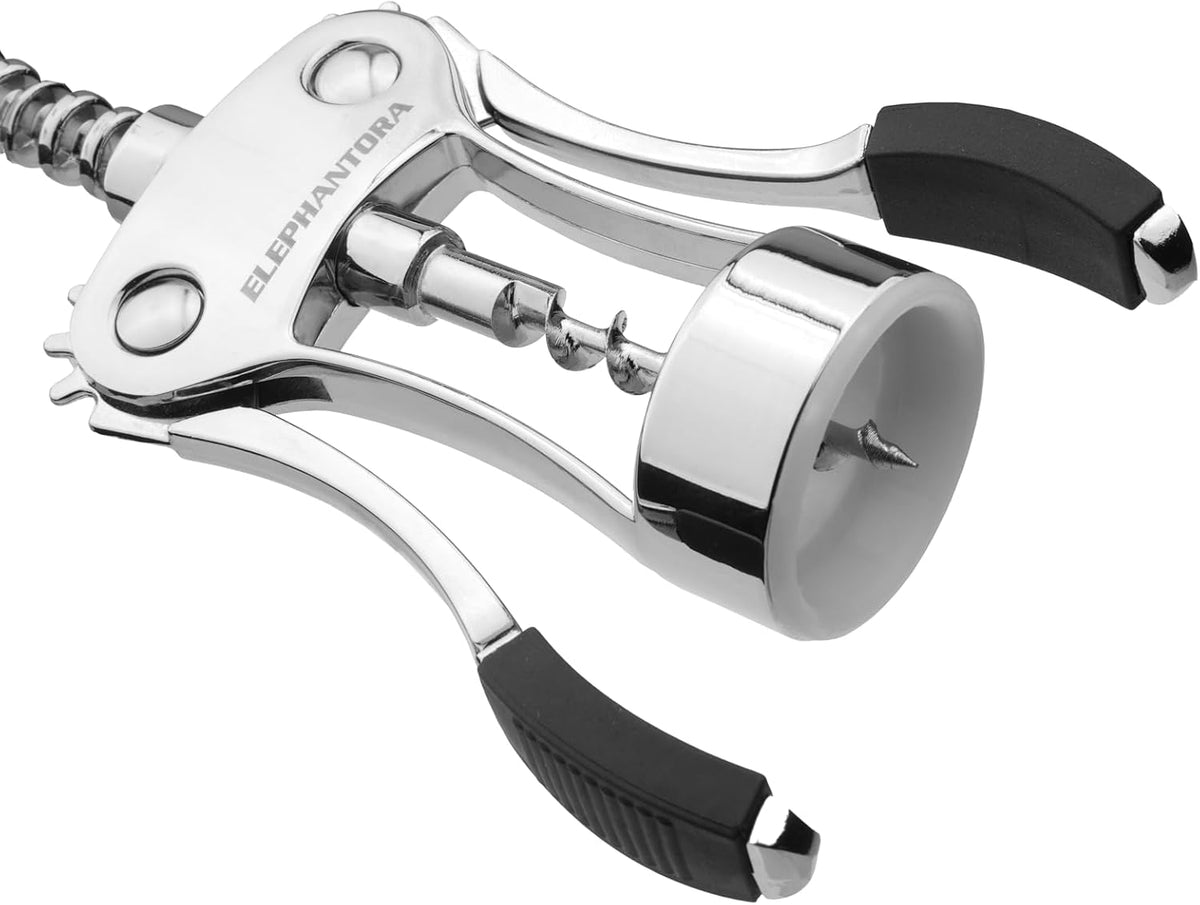 Wine Opener, Zinc Alloy Premium Wing Corkscrew with Multifunctional Bottles Opener, Sharp Wine Corkscrew with Ergonomic Non-Slip Wing Handle, Silver