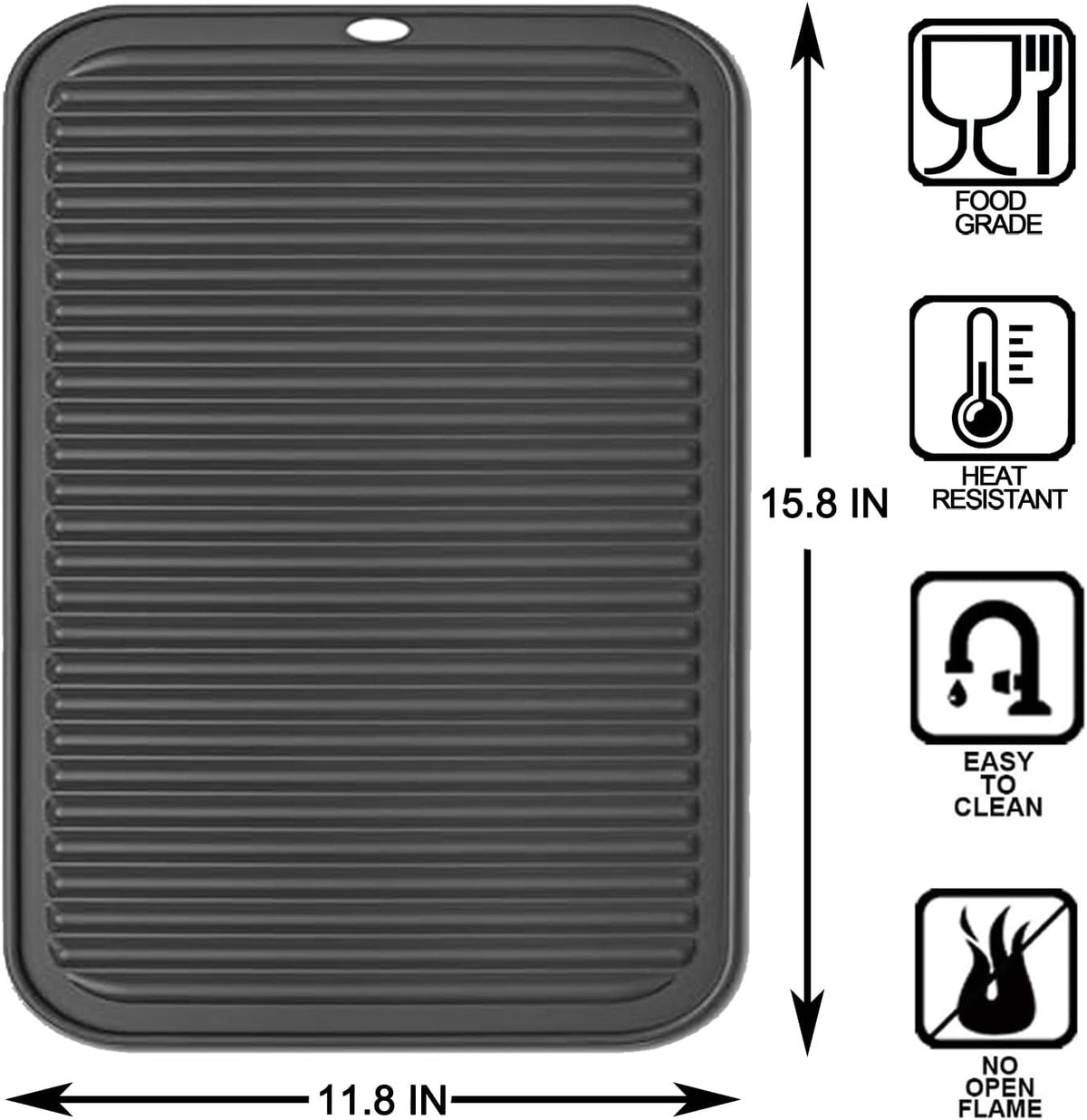 Extra Large Silicone Trivets for Hot Pots and Pans 16x12 Inch, Heat Resistant Hot Pads for Countertops, Hot Dishes, Pot Holders for Kitchen, 2 Pieces, Black