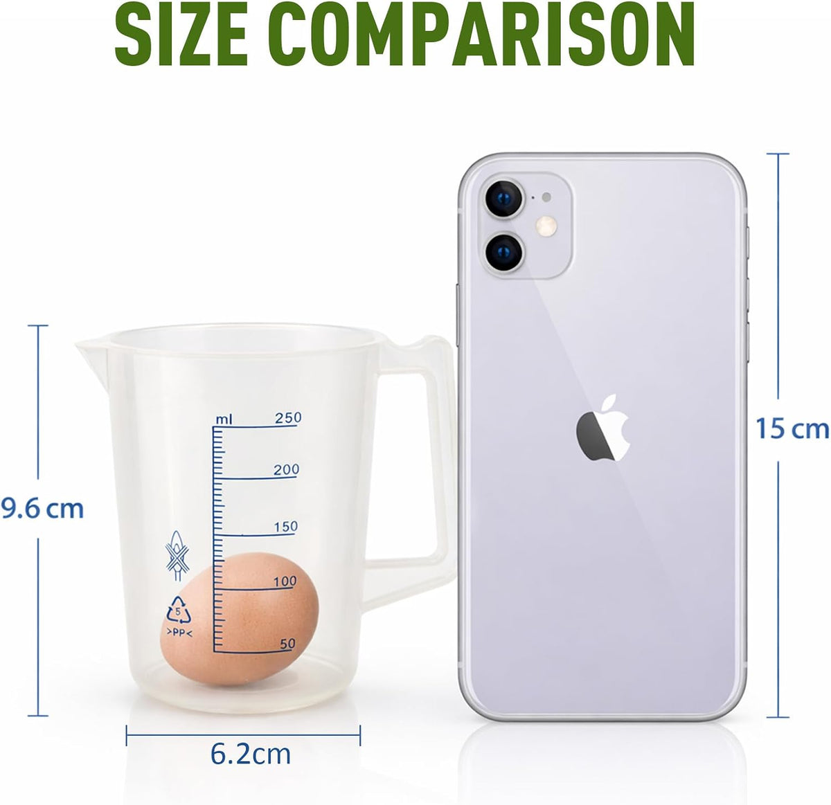 8oz Plastic Measuring Pitcher, 250mL Polypropylene Measuring Cup with Blue Scale and Handle, Measuring Container for Laboratory, School Teaching, and Household, 1 PCS