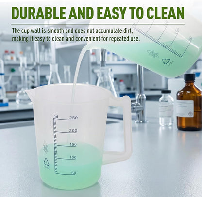 8oz Plastic Measuring Pitcher, 250mL Polypropylene Measuring Cup with Blue Scale and Handle, Measuring Container for Laboratory, School Teaching, and Household, 1 PCS