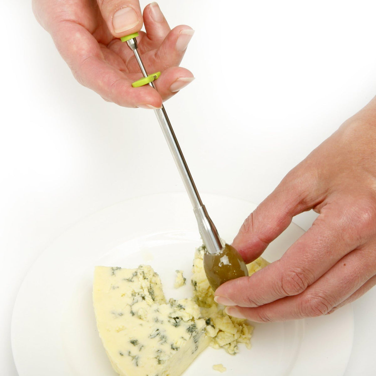 1363 Stainless Steel Olive Stuffer, with Comfort Grips, Green