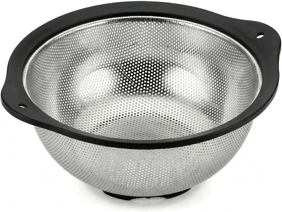 304 Stainless Steel Colander, Micro-Perforated 3-Quart Strainer with Base, Dishwasher Safe. Great for Pasta, Noodles, Vegetables & Fruits