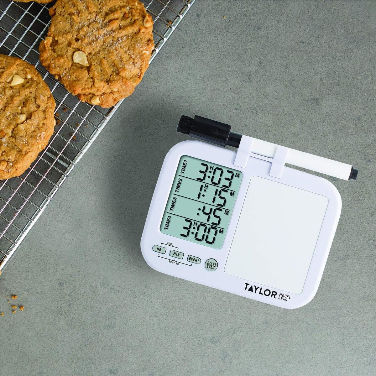 Four-Event Digital Kitchen Timer with Dry Erase Whiteboard