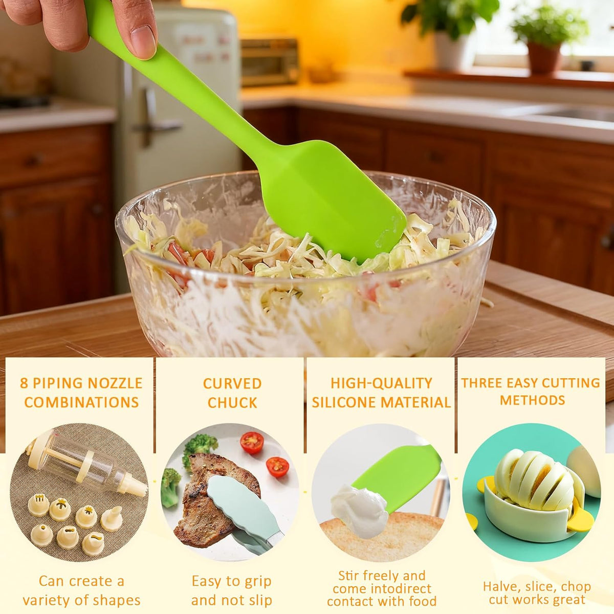 Deviled Egg Containers with Lid & Handle (2 Layer Snap-on) PET Thickened Eggs Holder Inc Egg Slicer Kitchen Tongs Silicone Spatula and Piping Decorating Kit,for Festival Party Brunch