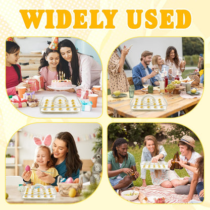 Deviled Egg Containers with Lid & Handle (2 Layer Snap-on) PET Thickened Eggs Holder Inc Egg Slicer Kitchen Tongs Silicone Spatula and Piping Decorating Kit,for Festival Party Brunch