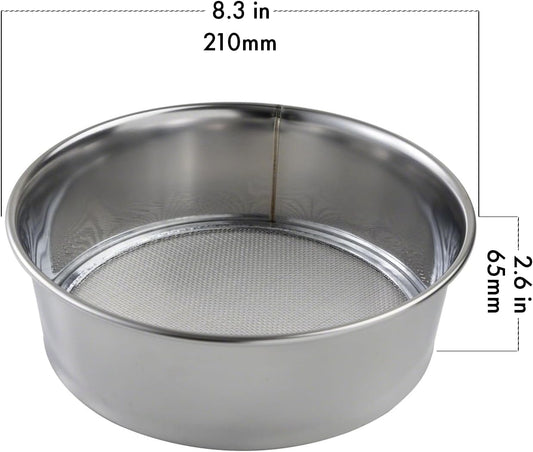 Wazakura 3PCS Soil Sieve Set 8-1/4 inch (210mm),3 Sieve Mesh Filter Sizes, Japanese Bonsai Gardening Tool - 8-1/4inch(210mm)