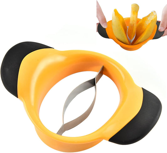 Mango Slicer, Mango Splitter, Mango Cutter with Stainless Steel Blade, Mango Pit Remover Tool, Mango Divider with Ergonomic Rubber Grip Handle, Easy Remove Pit and Divide