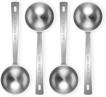 4Pcs 1 Tbsp 15ml Stainless Steel Long Handle Coffee Measuring Scoop