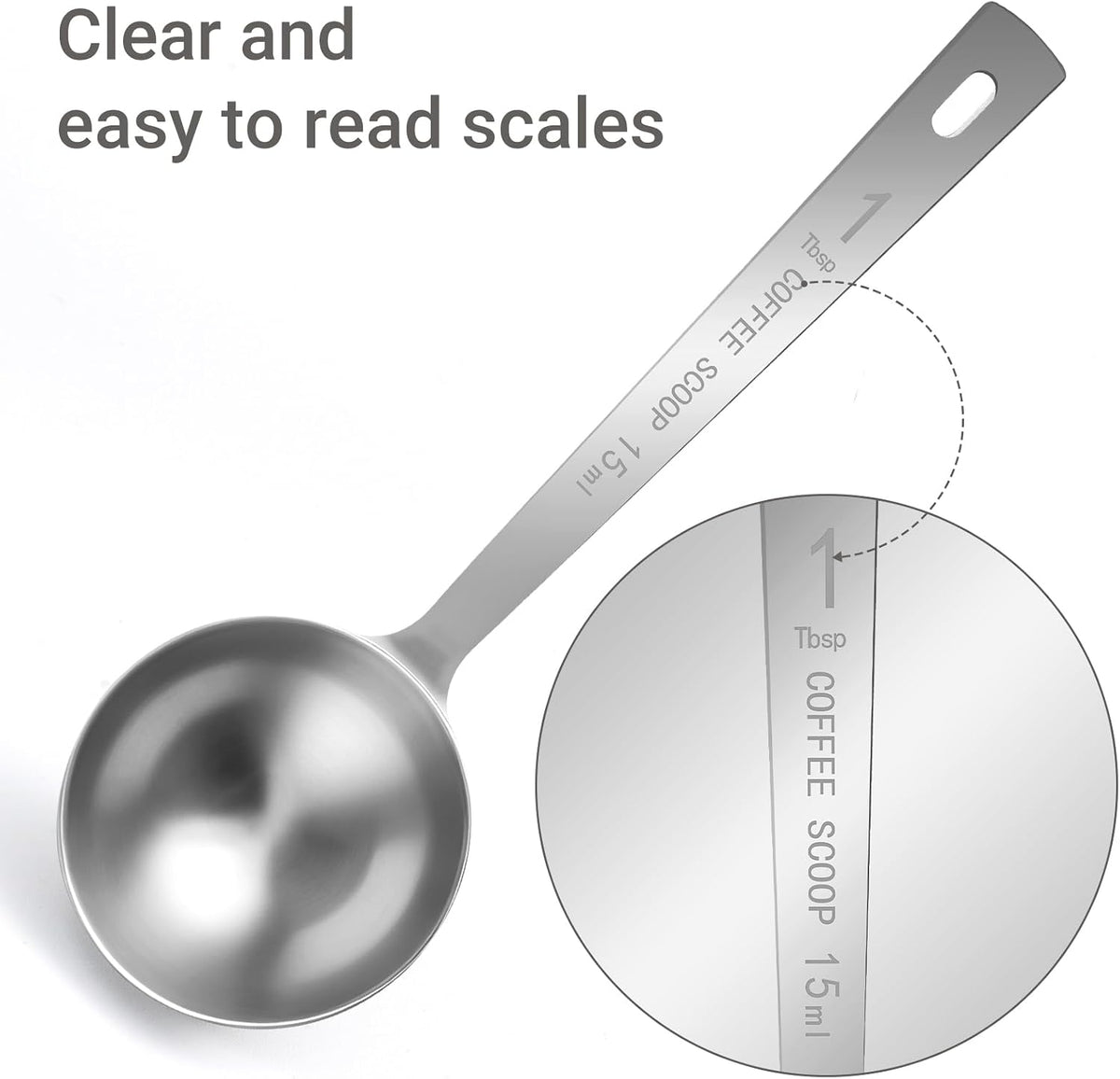 4Pcs 1 Tbsp 15ml Stainless Steel Long Handle Coffee Measuring Scoop