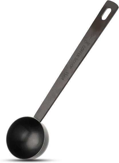 4.7in Black Long Handle Metal Measure Spoon Coffee Scoop 1 Tablespoon 18/8 Stainless Steel Measuring Scooper 1 tbsp Coffee Scooper for Ground Coffee Bean Espresso Milk Tea Sugar(15 ml)