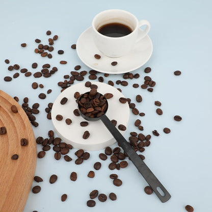 4.7in Black Long Handle Metal Measure Spoon Coffee Scoop 1 Tablespoon 18/8 Stainless Steel Measuring Scooper 1 tbsp Coffee Scooper for Ground Coffee Bean Espresso Milk Tea Sugar(15 ml)