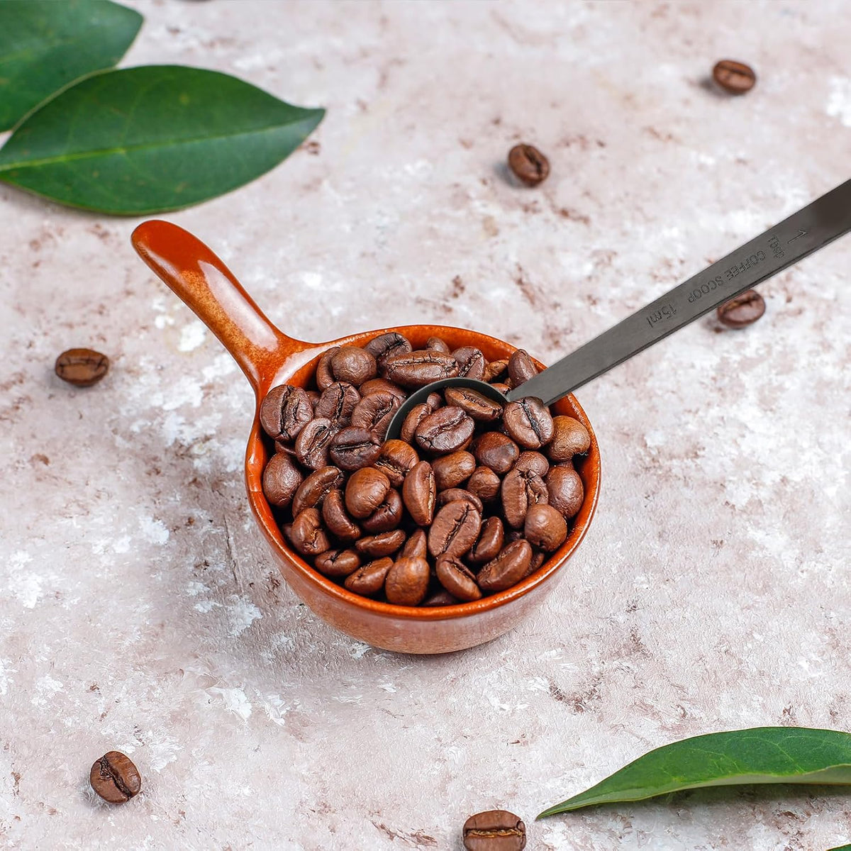 4.7in Black Long Handle Metal Measure Spoon Coffee Scoop 1 Tablespoon 18/8 Stainless Steel Measuring Scooper 1 tbsp Coffee Scooper for Ground Coffee Bean Espresso Milk Tea Sugar(15 ml)