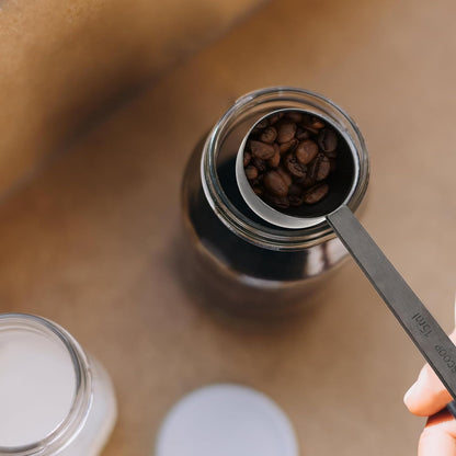 4.7in Black Long Handle Metal Measure Spoon Coffee Scoop 1 Tablespoon 18/8 Stainless Steel Measuring Scooper 1 tbsp Coffee Scooper for Ground Coffee Bean Espresso Milk Tea Sugar(15 ml)