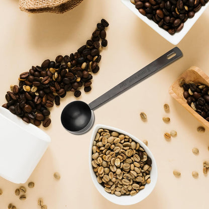 4.7in Black Long Handle Metal Measure Spoon Coffee Scoop 1 Tablespoon 18/8 Stainless Steel Measuring Scooper 1 tbsp Coffee Scooper for Ground Coffee Bean Espresso Milk Tea Sugar(15 ml)