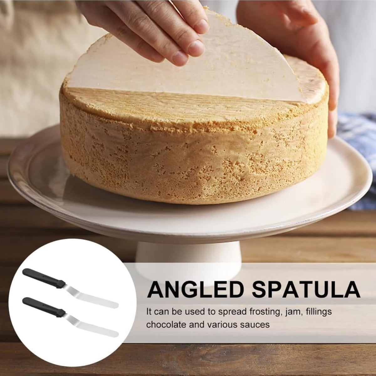 Stainless Steel Offset Spatula Frosting Smoother Cake Spatulas - 2 pack | Stainless Steel Offset Spatula Frosting Smoother for Cake Decorating, Angled Icing Spatula Set with 6" & 8" Blade, Baking