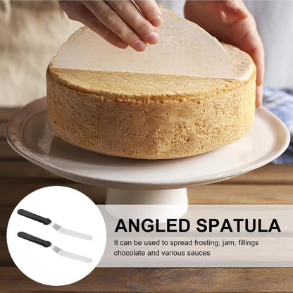Stainless Steel Offset Spatula Frosting Smoother Cake Spatulas - 2 pack | Stainless Steel Offset Spatula Frosting Smoother for Cake Decorating, Angled Icing Spatula Set with 6" & 8" Blade, Baking