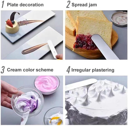 Stainless Steel Offset Spatula Frosting Smoother Cake Spatulas - 2 pack | Stainless Steel Offset Spatula Frosting Smoother for Cake Decorating, Angled Icing Spatula Set with 6" & 8" Blade, Baking