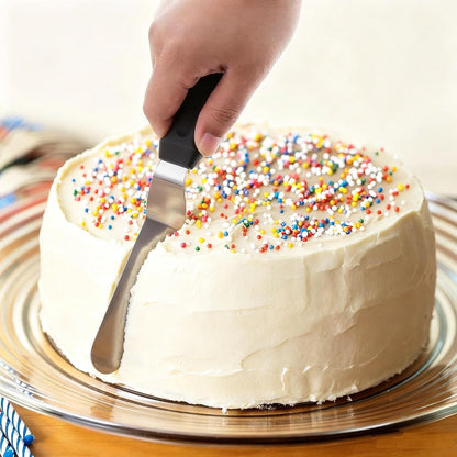 Stainless Steel Offset Spatula Frosting Smoother Cake Spatulas - 2 pack | Stainless Steel Offset Spatula Frosting Smoother for Cake Decorating, Angled Icing Spatula Set with 6" & 8" Blade, Baking