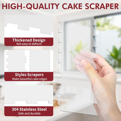 4 Pcs Clear Cake Scraper Set Acrylic Cake Scraper Smoother Cake Stripes Edge Contour Comb Clear Acrylic Cake Decorating Supplies for Mousse Butter Cream Frosting