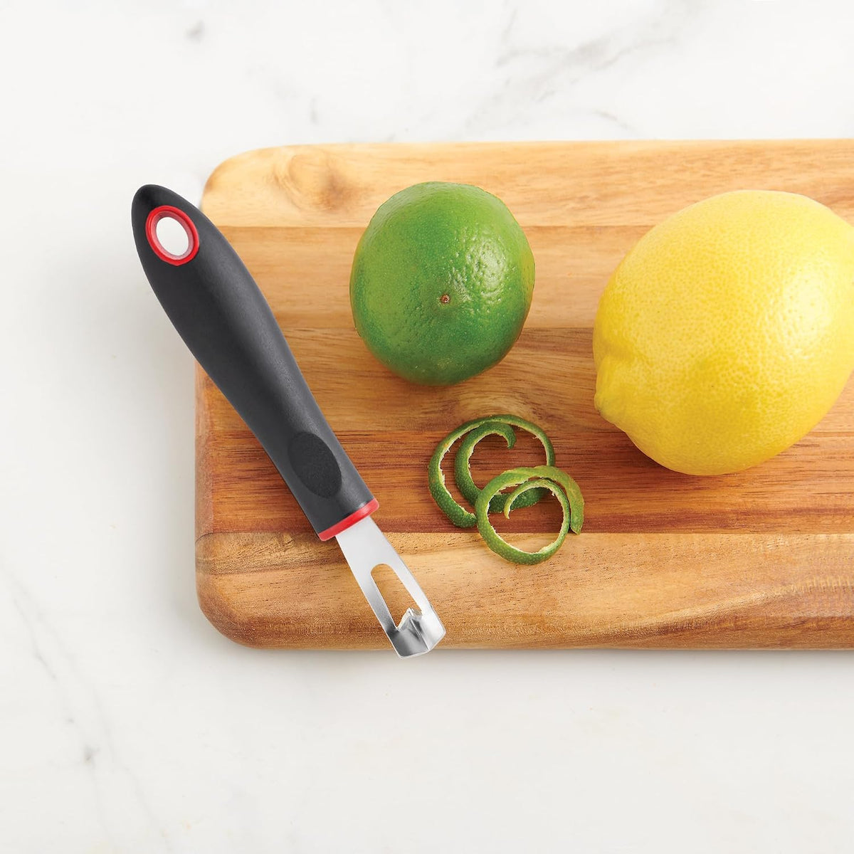 Citrus Zester Stripper, Professional Japanese Stainless Steel Blade For Zesting, Citrus Peel Twists, and Chocolate Curl Garnishes, Ergonomic Soft-Grip Handle