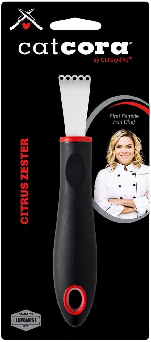 Citrus Zester Stripper, Professional Japanese Stainless Steel Blade For Zesting, Citrus Peel Twists, and Chocolate Curl Garnishes, Ergonomic Soft-Grip Handle