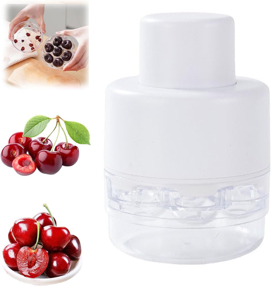 Cherry Pitter, Push Type Cherry Corer Multiple, Kitchen Cherry Jam 7 Holes Multi Pitter Tool, 7-in-1 Cherry Seed Remover Quick Portable Cherry Pitting Tool, Saving Time & Effort (White)