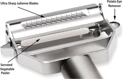 Vegetable Peeler,Potato Peeler,Carrot and Fruit Peeler,Ultra Sharp Dual Julienne Peeler Grater,Stainless Steel Dual Apple Peelers for Kitchen