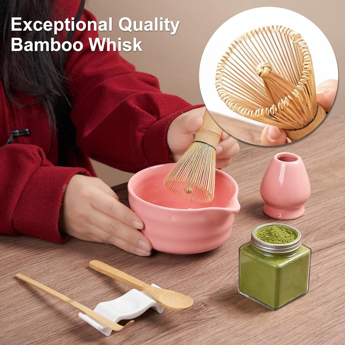 Matcha Whisk Set, 7 Pcs Matcha Kit for Matcha Tea Ceremony
