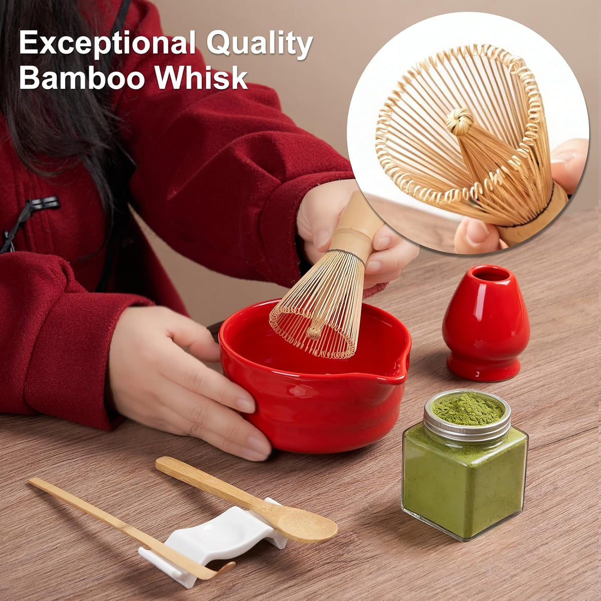 Matcha Whisk Set, 7 Pcs Matcha Kit for Matcha Tea Ceremony