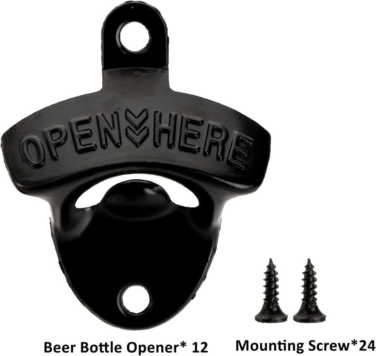 12-Piece Wall Mounted Vintage Metal Bottle Opener for Bar, KTV, Home and Outdoor