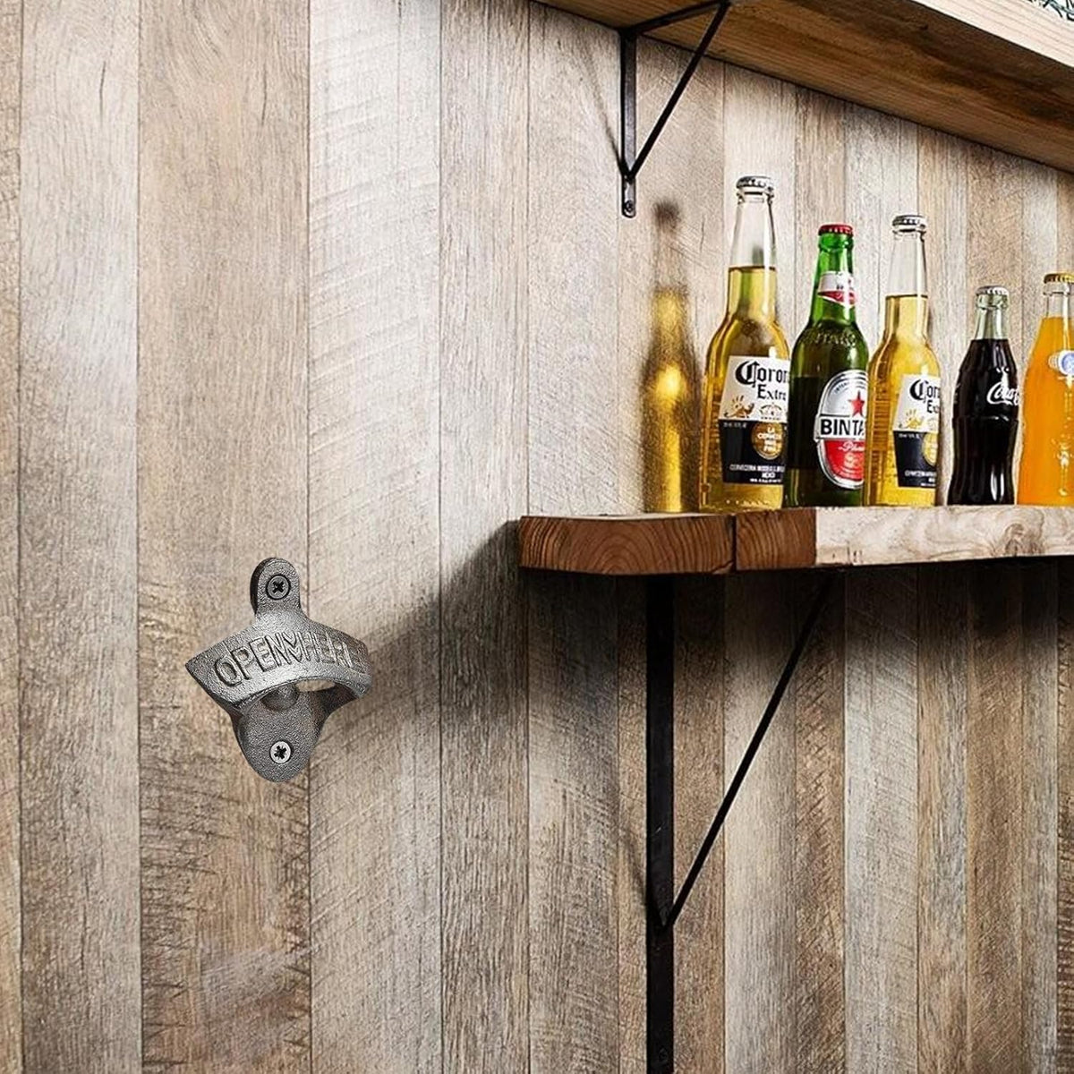 12-Piece Wall Mounted Vintage Metal Bottle Opener for Bar, KTV, Home and Outdoor