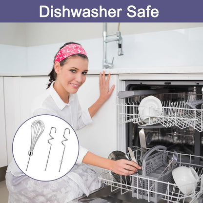 Stainless Beater/Dough Hook Set for KitchenAid Hand Mixer Attachment Set | For KitchenAid & KHMPW, Stainless Steel Hand Mixer Accessories, Dough Hooks /Egg Beater Whisk Attachment
