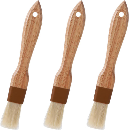 3Pcs Pastry Basting Brush for Cooking and Baking, 1" Boar Bristles and Beech Hardwood Handles Food Grade Culinary Oil Brushes for Barbecue Butter Grill BBQ Sauce Baster Marinade Kitchen Egg Wash Brush