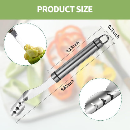 Jalapeno Pepper Corer, 2 in 1 Chili Corer Tool - Stainless Steel Pepper Seed Remover with Serrated Slice & Handle, for Slicing Off Vegetable Tops or Removing Pepper Cores